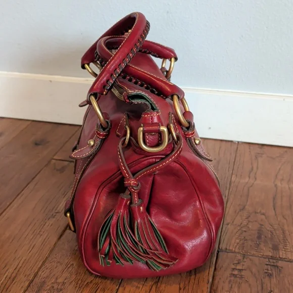 Dooney & Bourke Florentine Red Leather Satchel Handbag